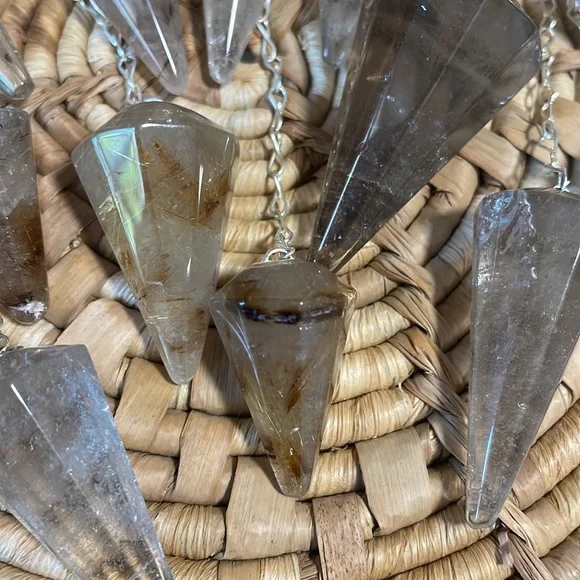 Crystal Pendulum Healing Pointed Pendant Faceted Gemstone Quartz Smoky Clear - Picture 11 of 12